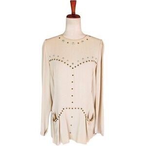 NWT Isabel Marant Studded Long Sleeve Crew Neck Blouse Size FR42/US10